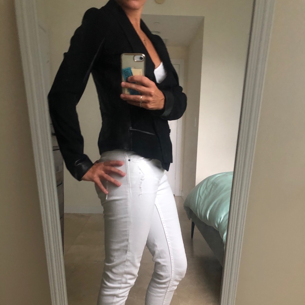 Diane von Furstenberg jacket w/ leather trims